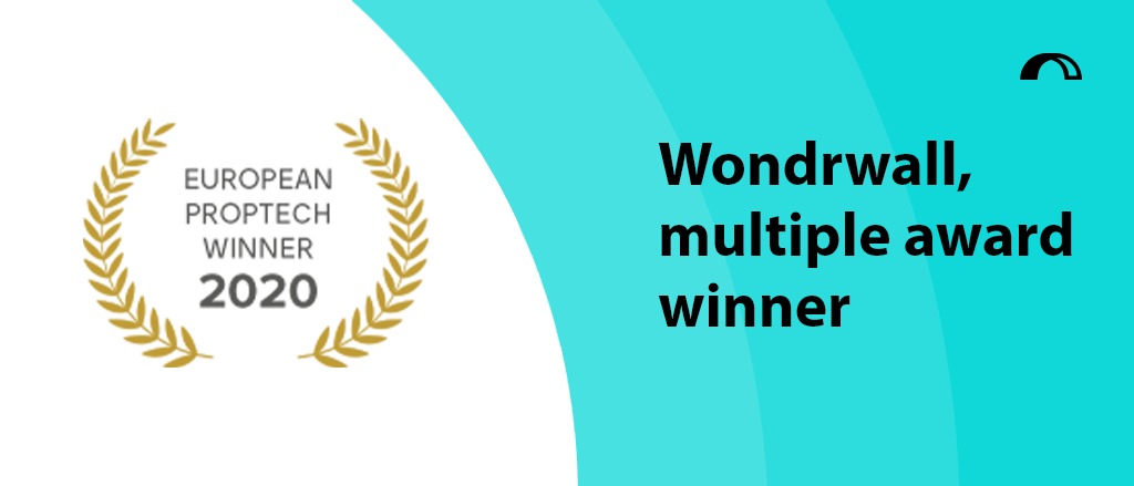 Blog title "Wondrwall, multiple award winner" with the "European Proptech Winner 2020" badge